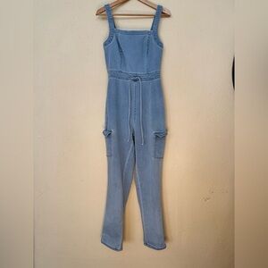 Tinseltown | Belted Sleevless Denim Jumpsuit light wash - Size M